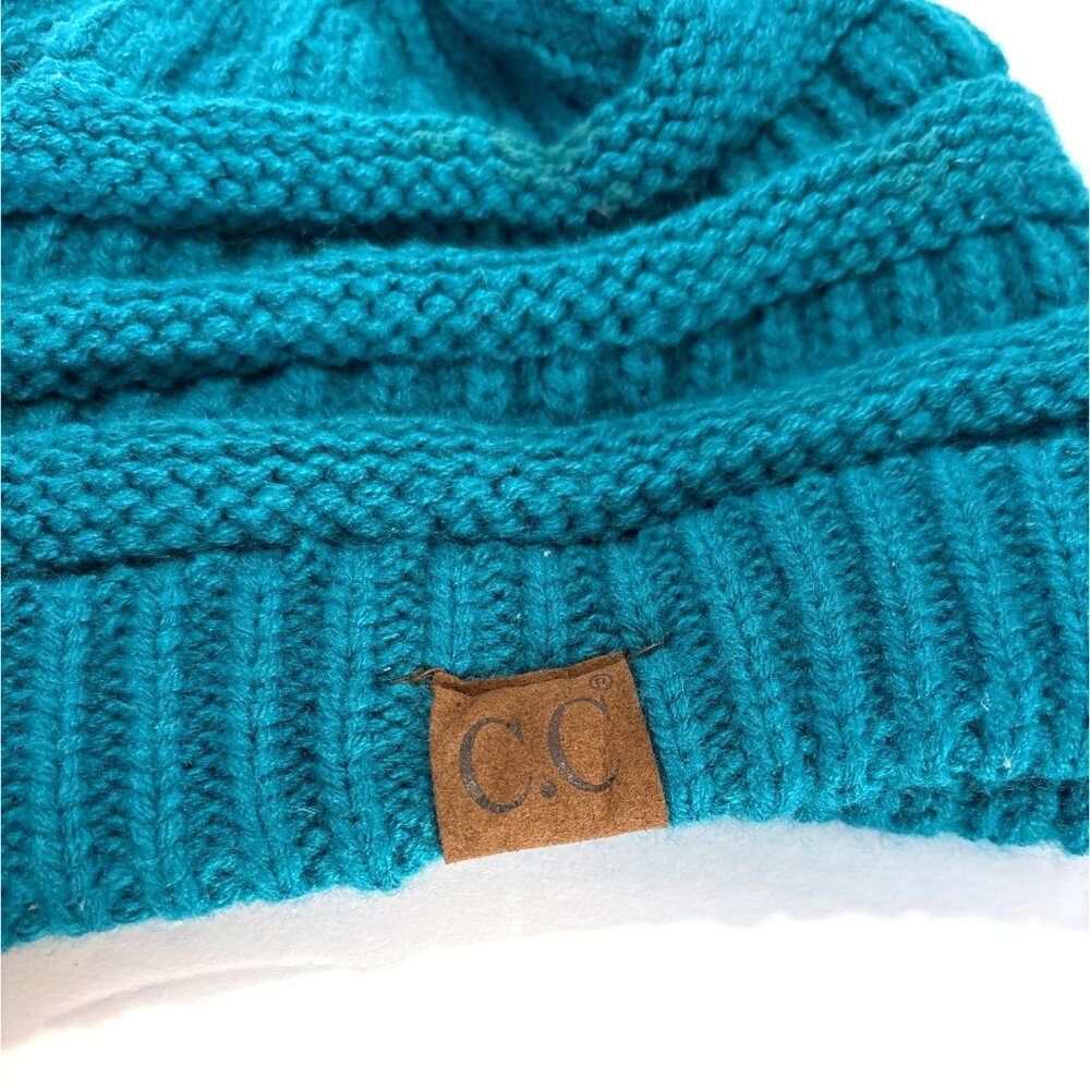 C.C Exclusives Ribbed Knit Beanie Hat Acrylic Warm Winter Cap Teal - Picture 2 of 3